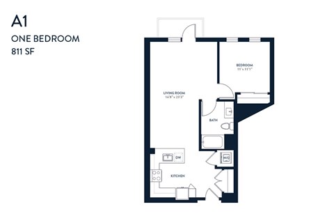 One Bedroom A1 811 SF - Resa Long Beach